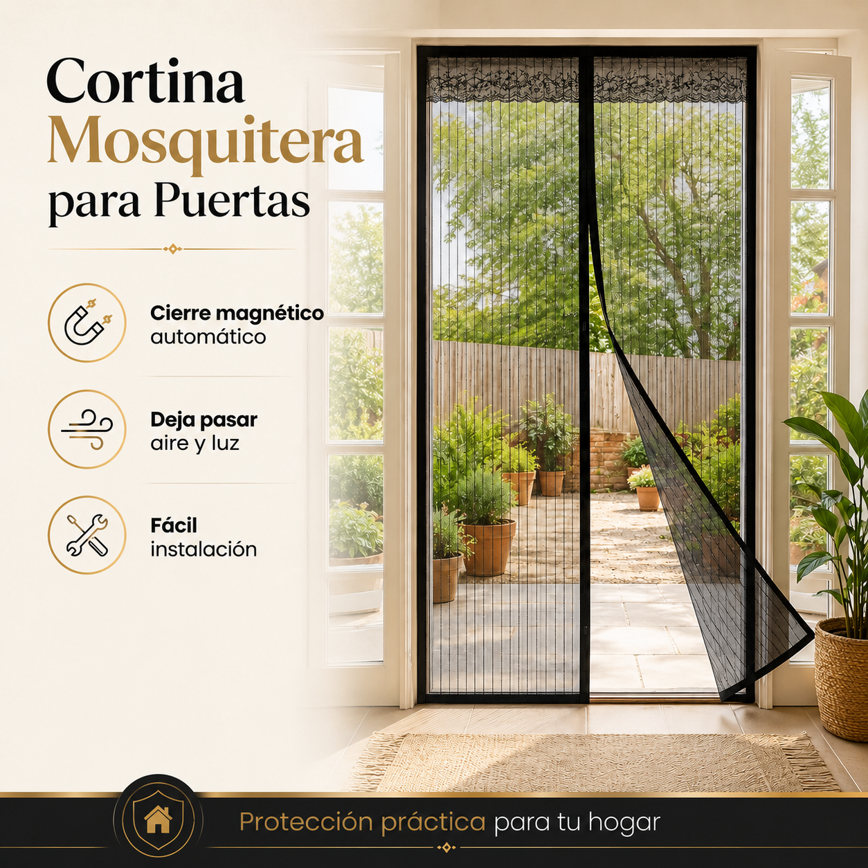 Cortina Mosquitera Magnética para Puertas