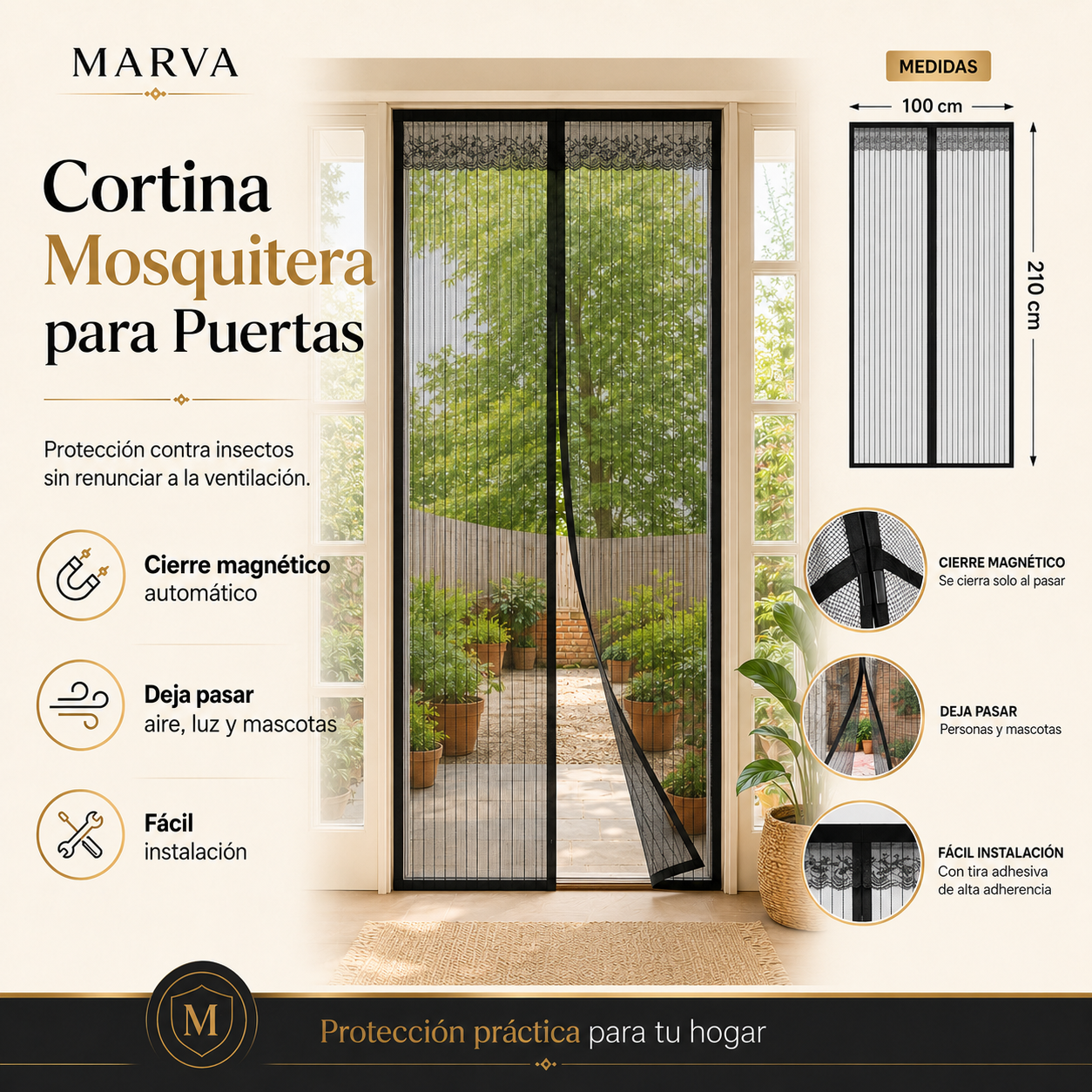 Cortina Mosquitera Magnética para Puertas