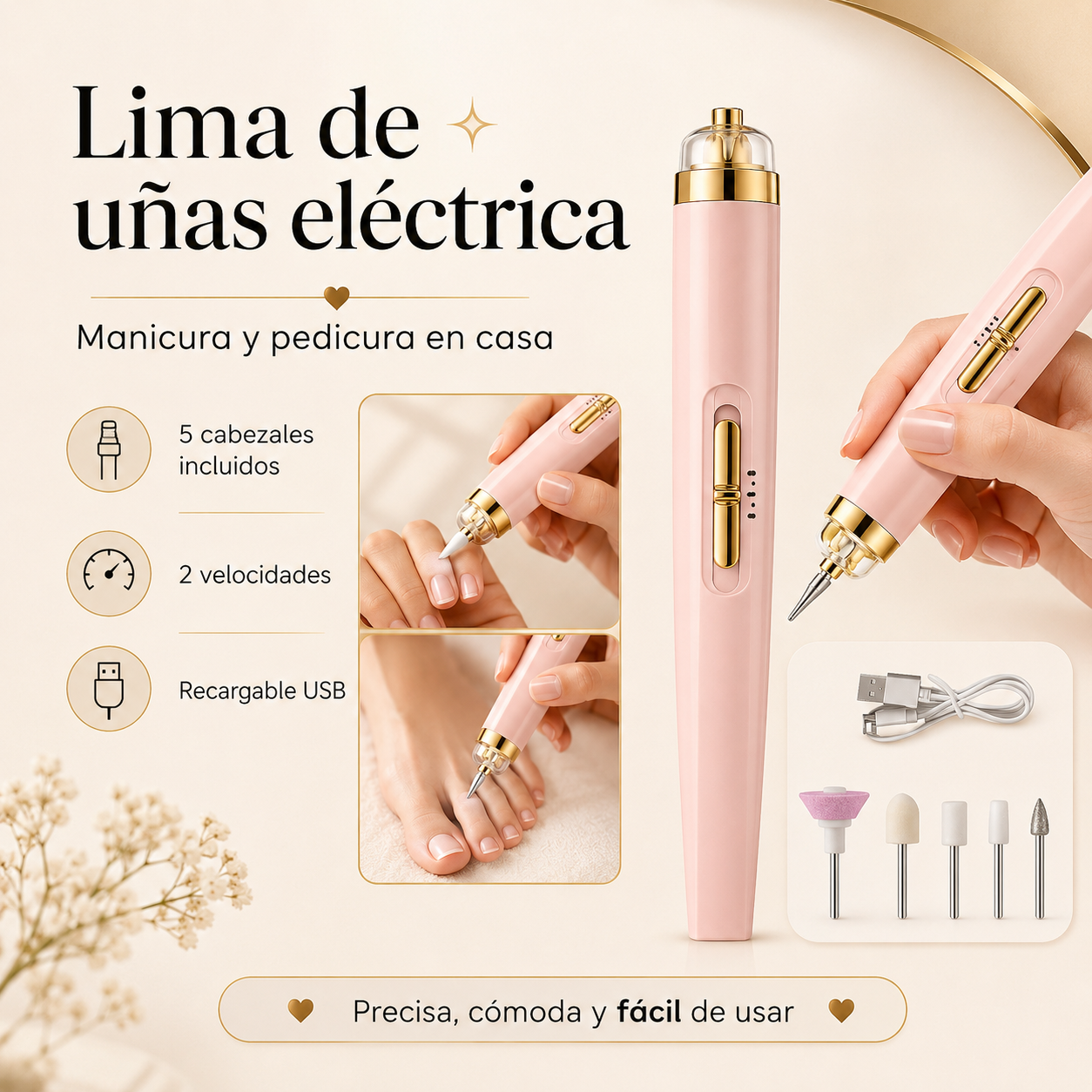 Lima de Uñas Eléctrica Recargable
