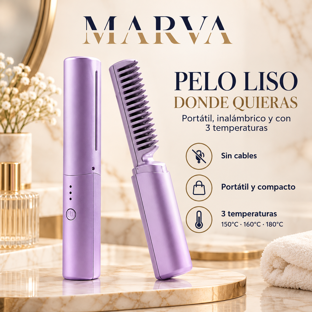 Cepillo Plancha Alisador Portátil MARVA