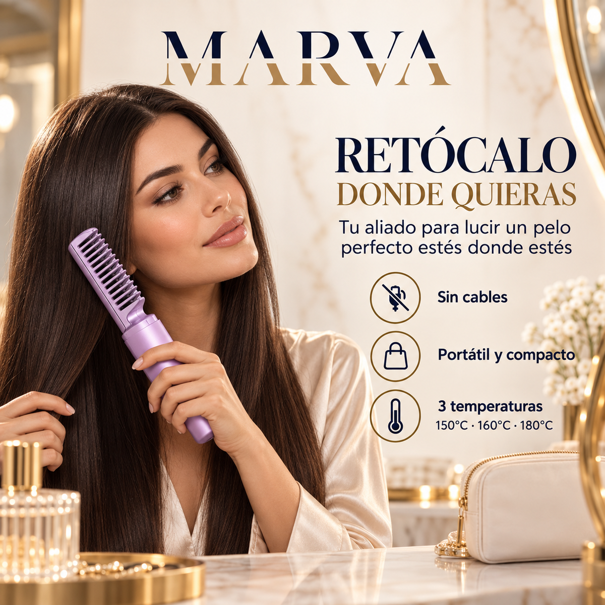 Cepillo Plancha Alisador Portátil MARVA